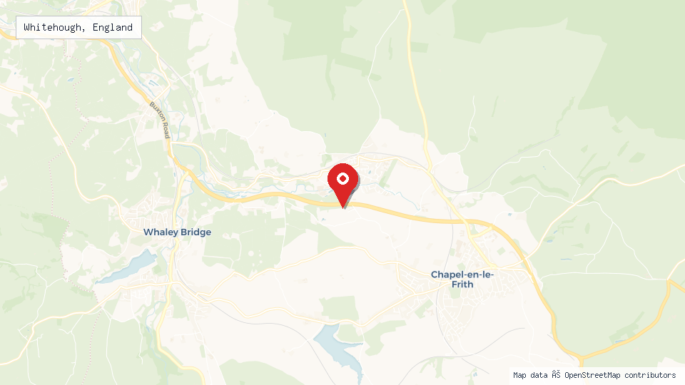 Street map of Whitehough, England with location pin