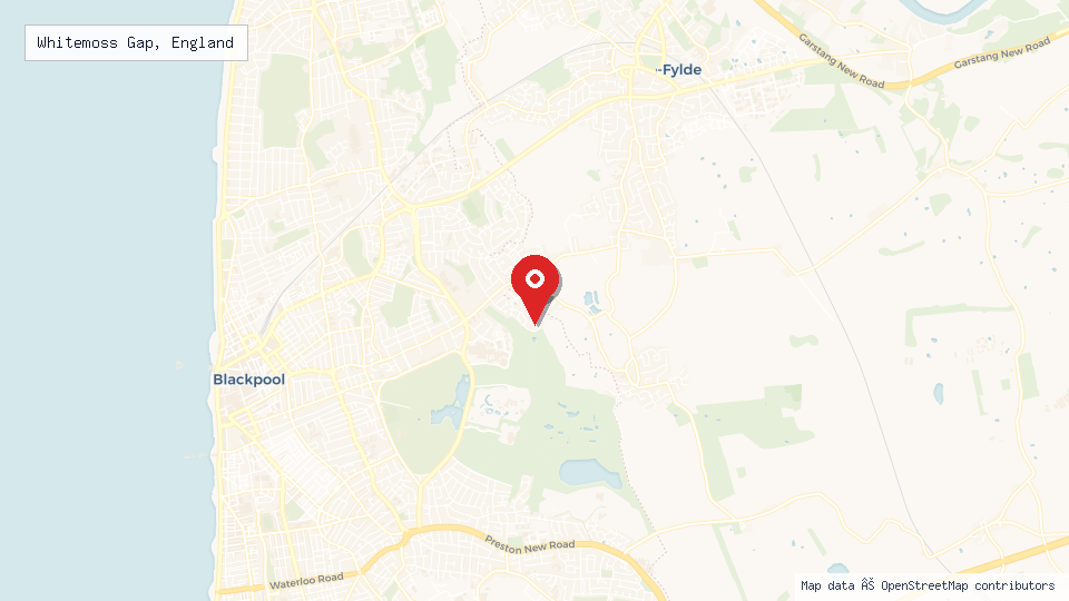 Street map of Whitemoss Gap, England with location pin