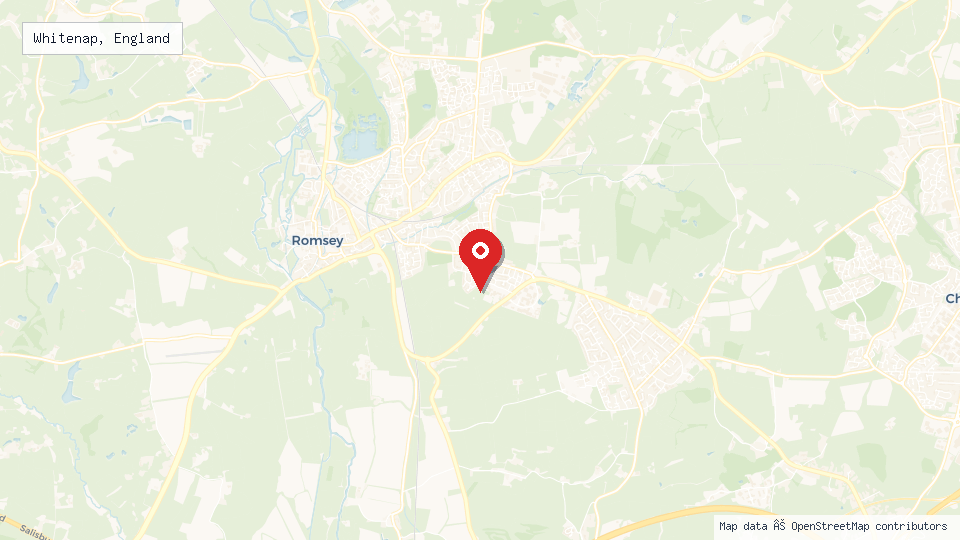 Street map of Whitenap, England with location pin