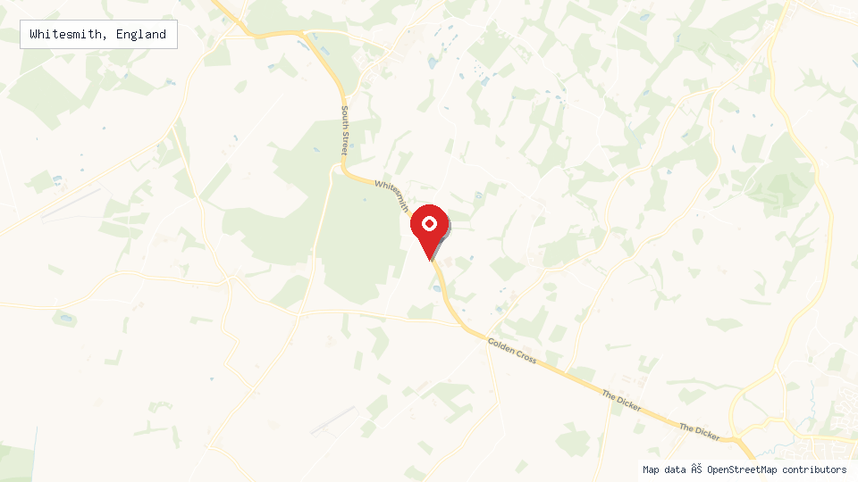 Street map of Whitesmith, England with location pin