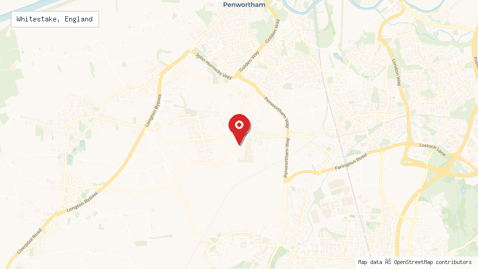Street map of Whitestake, England with location pin
