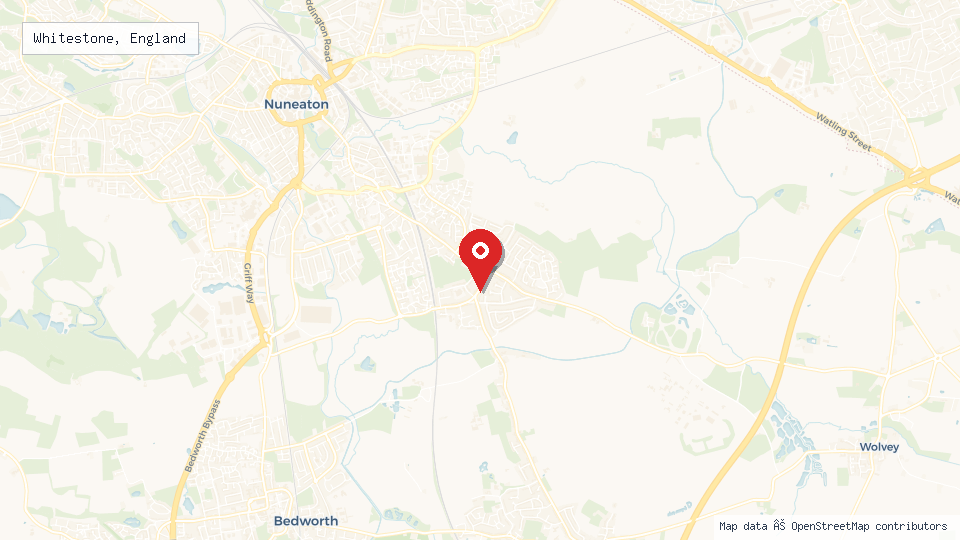 Street map of Whitestone, England with location pin