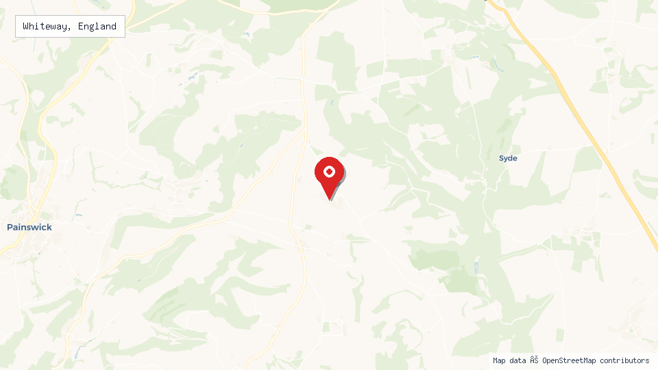 Street map of Whiteway, England with location pin