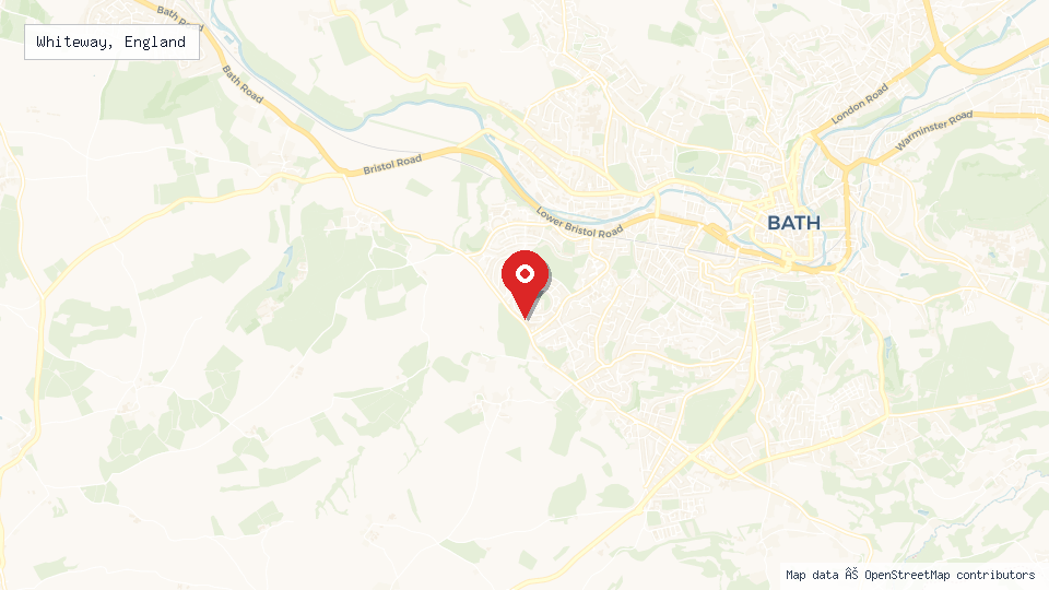Street map of Whiteway, England with location pin