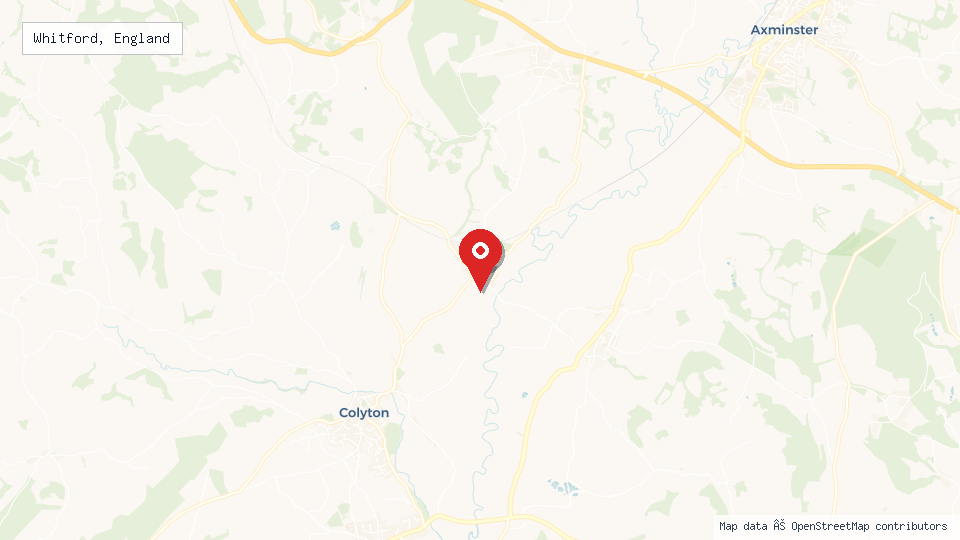 Street map of Whitford, England with location pin