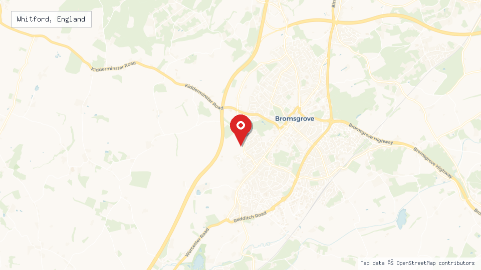 Street map of Whitford, England with location pin