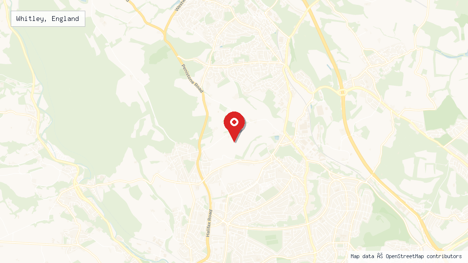Street map of Whitley, England with location pin