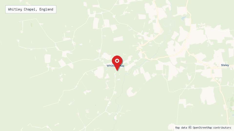Street map of Whitley Chapel, England with location pin