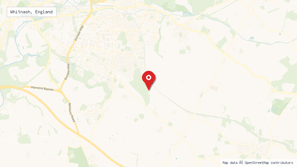 Street map of Whitnash, England with location pin
