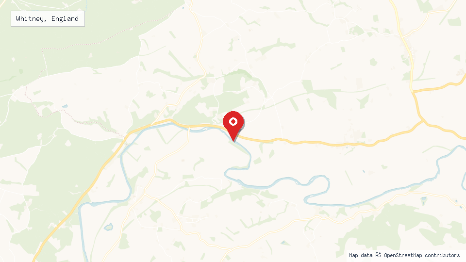 Street map of Whitney, England with location pin