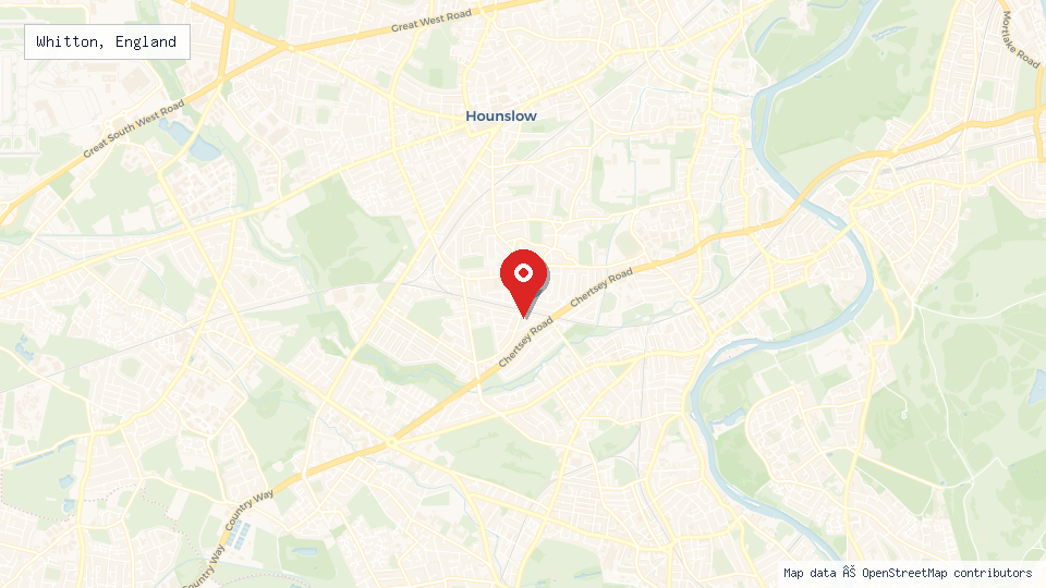 Street map of Whitton, England with location pin
