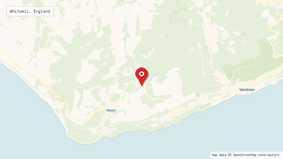 Street map of Whitwell, England with location pin