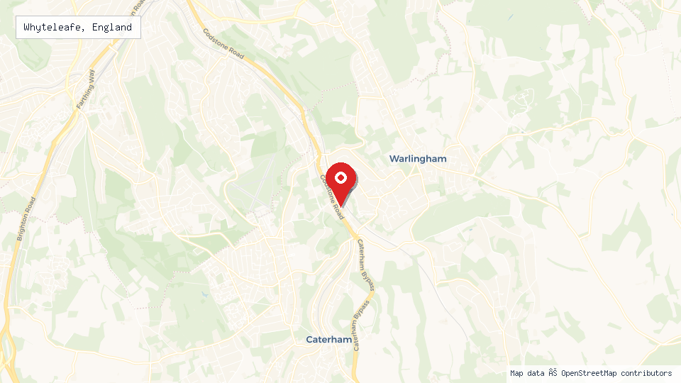 Street map of Whyteleafe, England with location pin