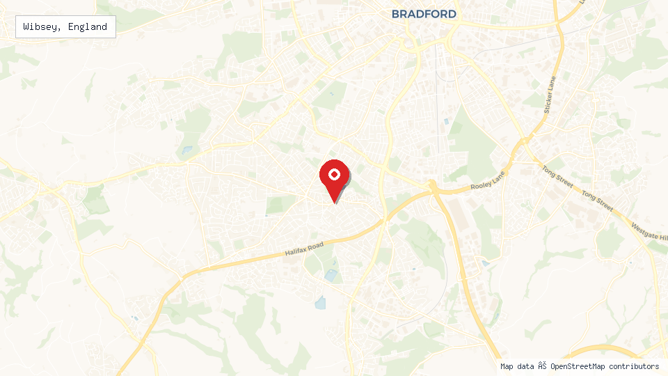 Street map of Wibsey, England with location pin