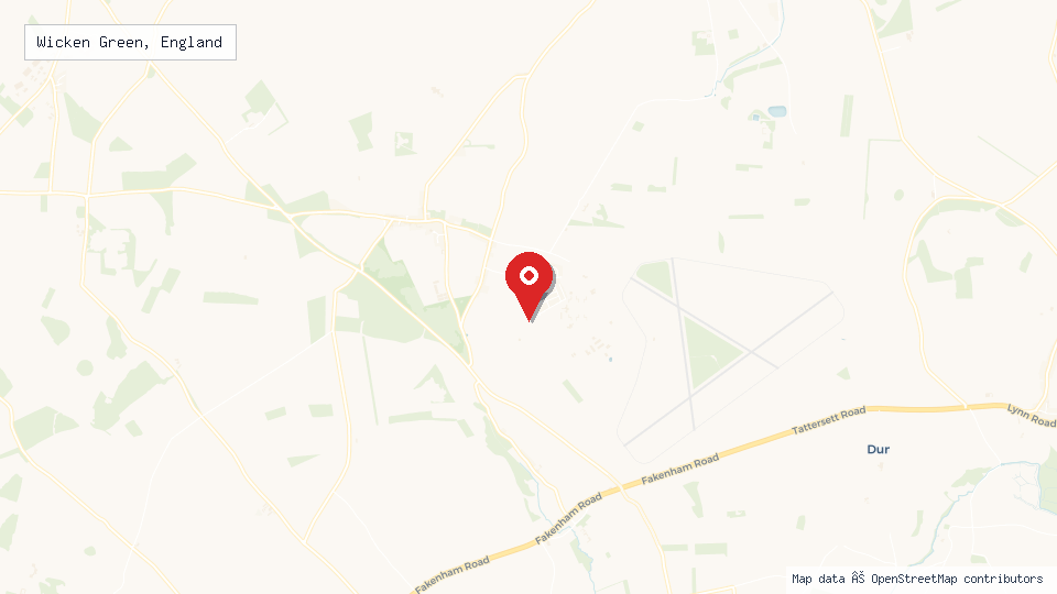 Street map of Wicken Green, England with location pin
