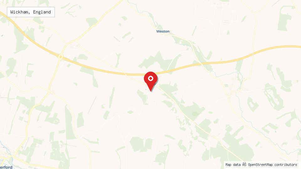 Street map of Wickham, England with location pin