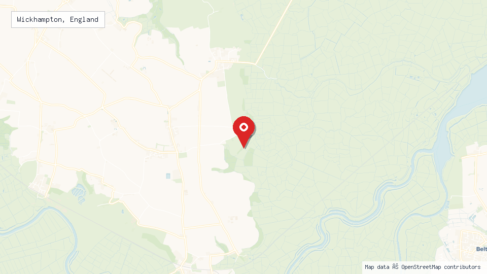 Street map of Wickhampton, England with location pin