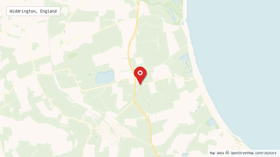 Street map of Widdrington, England with location pin