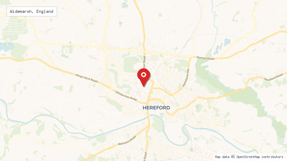 Street map of Widemarsh, England with location pin