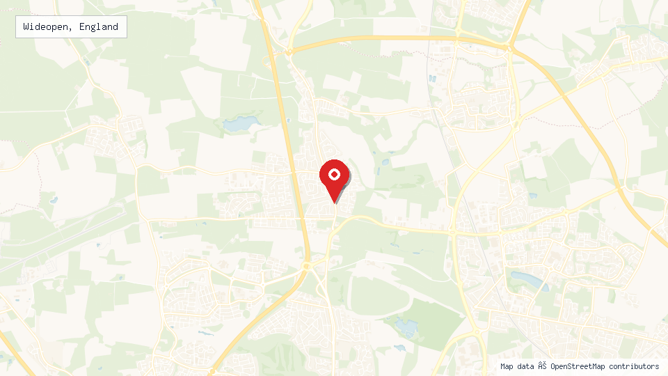 Street map of Wideopen, England with location pin