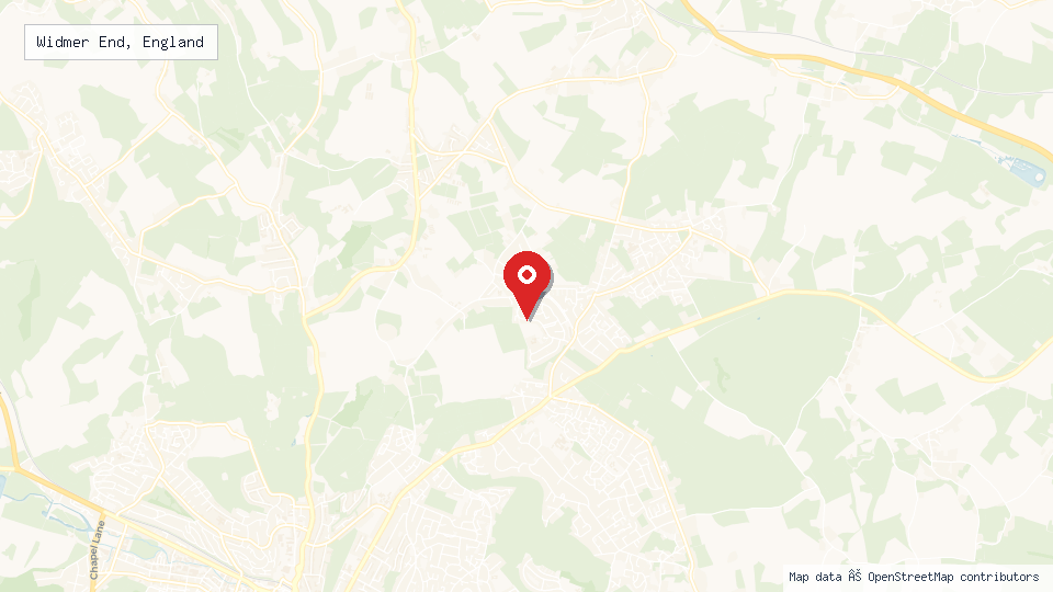 Street map of Widmer End, England with location pin