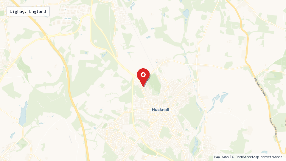 Street map of Wighay, England with location pin