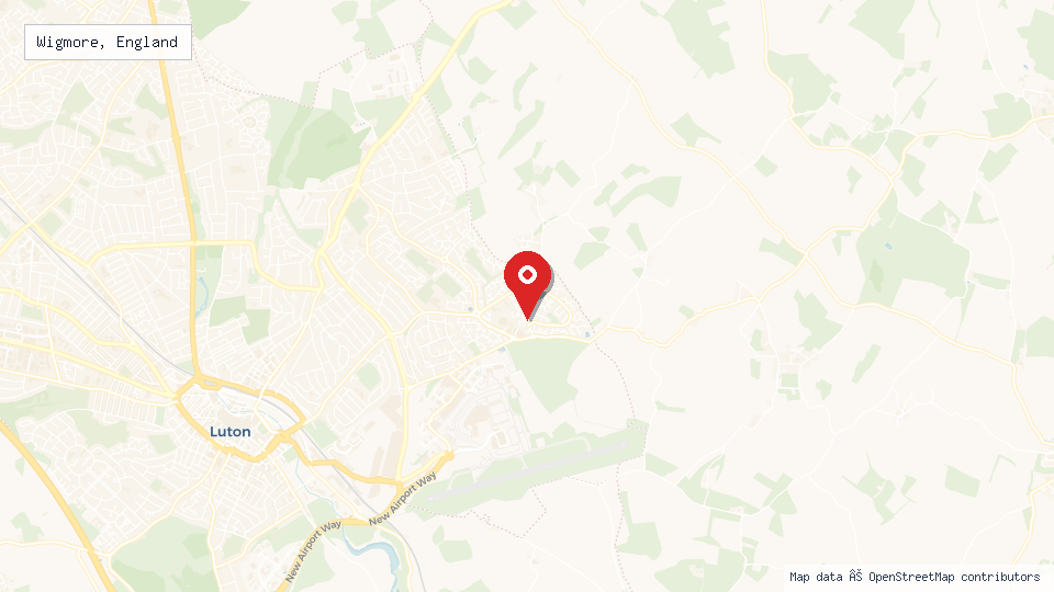 Street map of Wigmore, England with location pin