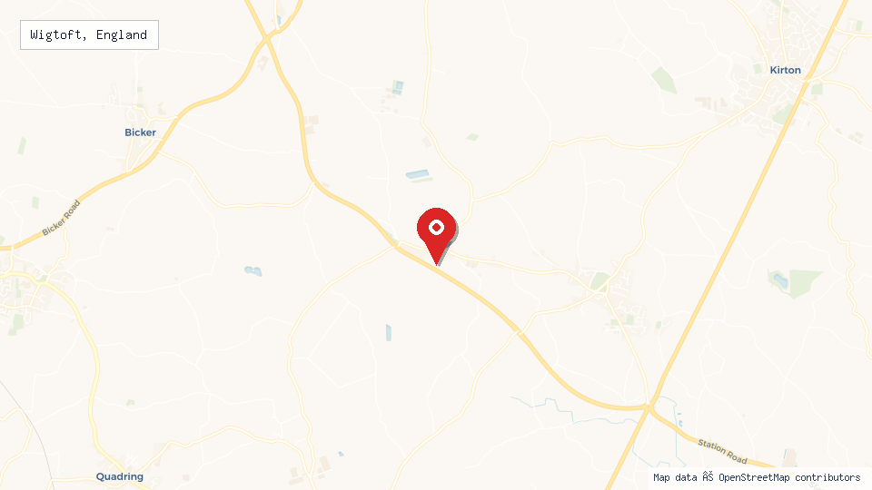 Street map of Wigtoft, England with location pin