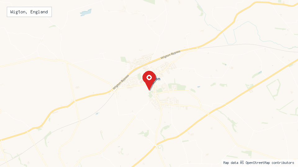 Street map of Wigton, England with location pin