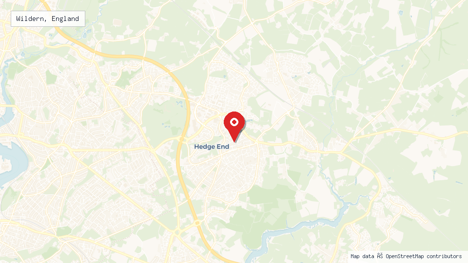 Street map of Wildern, England with location pin