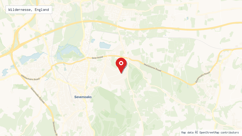 Street map of Wildernesse, England with location pin
