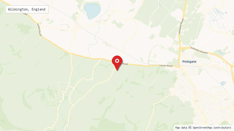 Street map of Wilmington, England with location pin