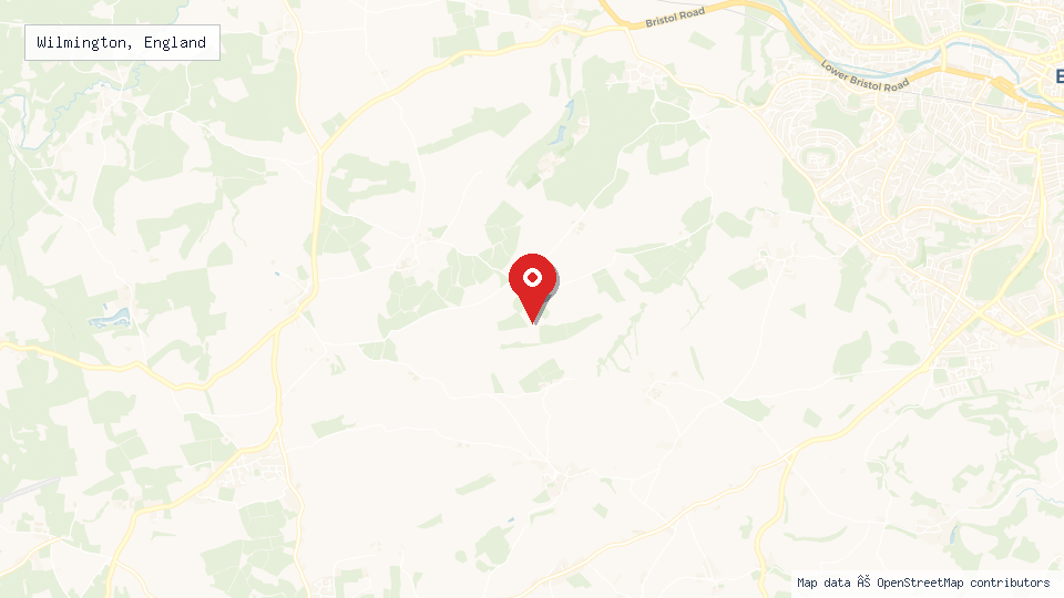 Street map of Wilmington, England with location pin