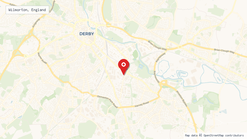Street map of Wilmorton, England with location pin