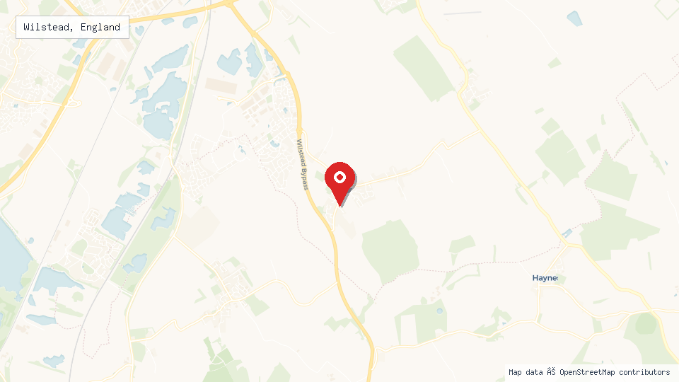 Street map of Wilstead, England with location pin