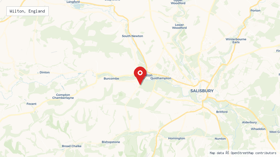 Street map of Wilton, England with location pin