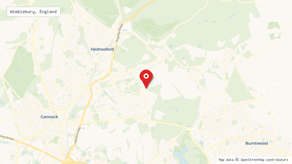 Street map of Wimblebury, England with location pin