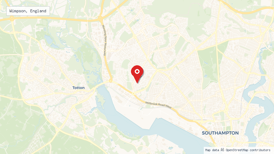 Street map of Wimpson, England with location pin