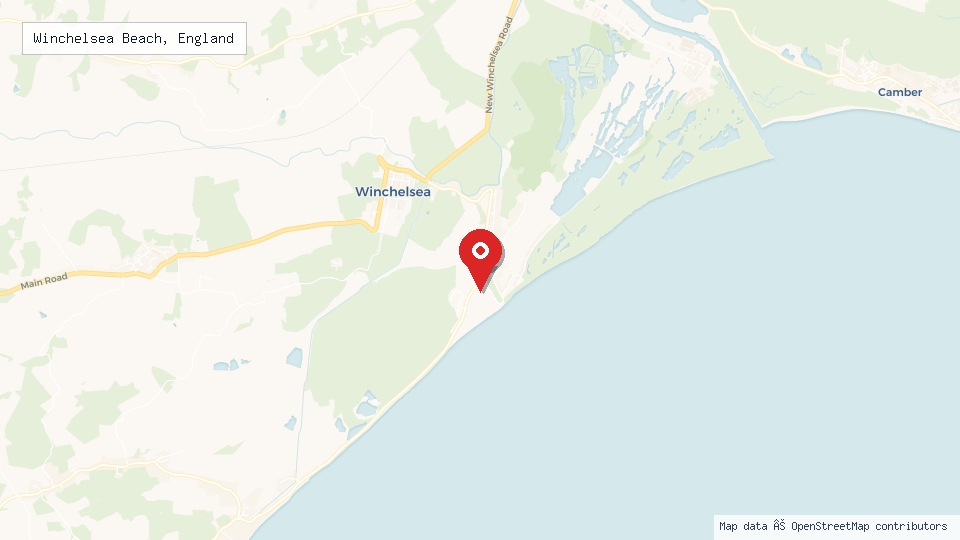 Street map of Winchelsea Beach, England with location pin