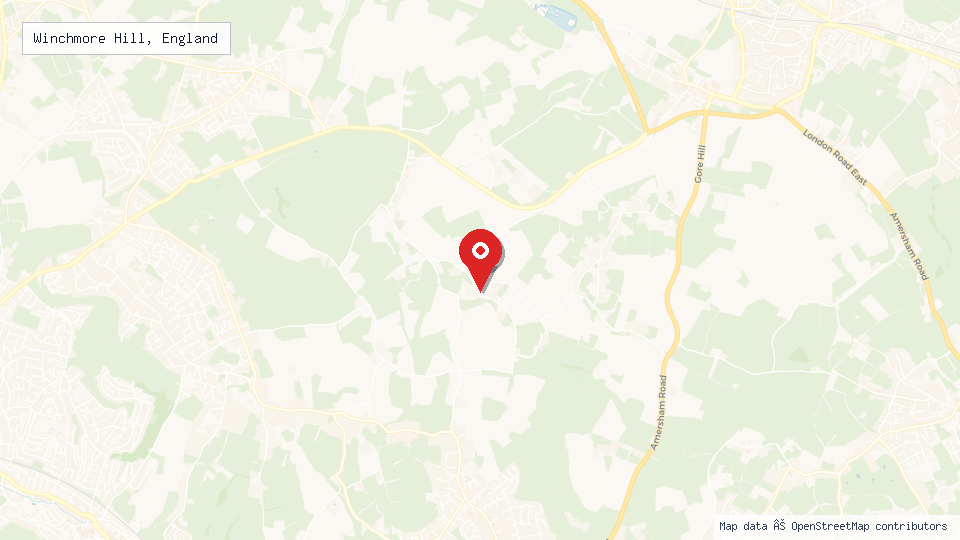 Street map of Winchmore Hill, England with location pin