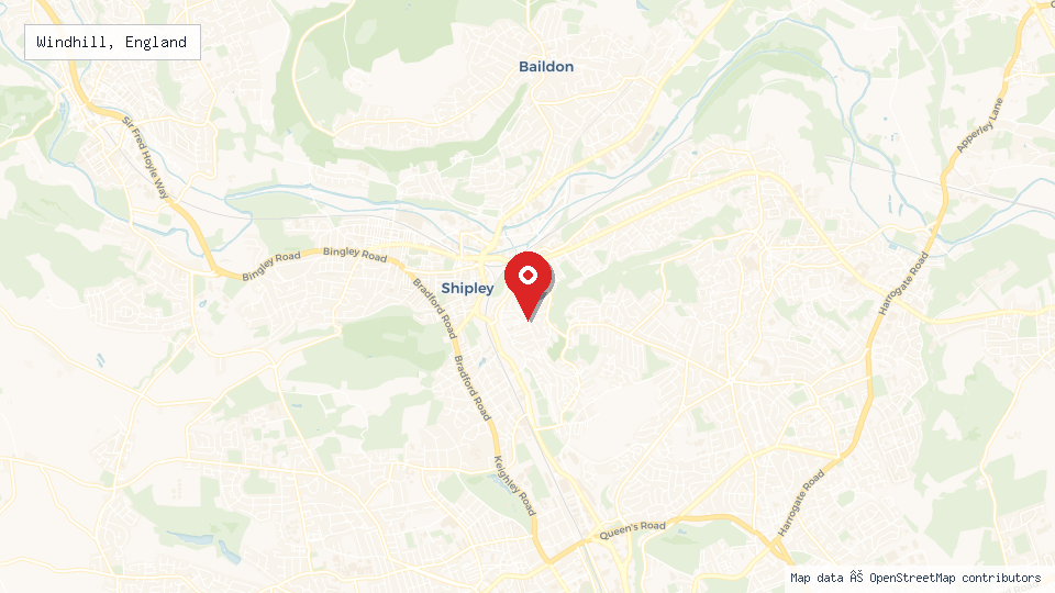 Street map of Windhill, England with location pin