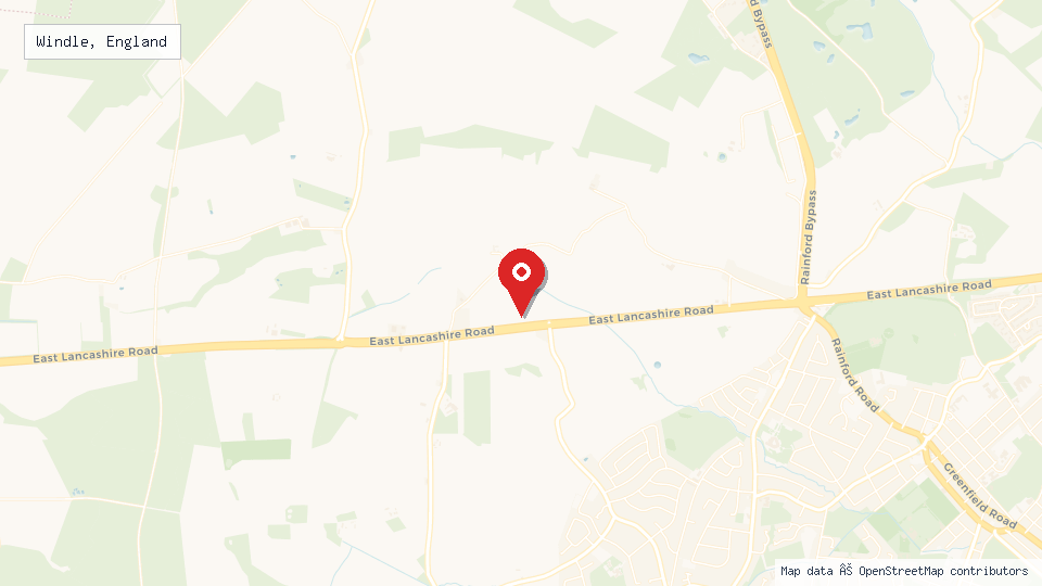Street map of Windle, England with location pin