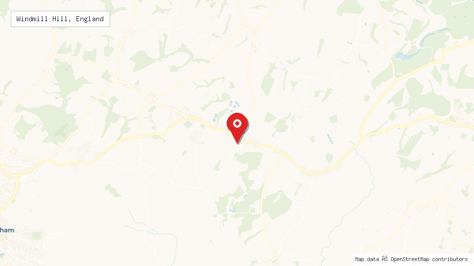 Street map of Windmill Hill, England with location pin