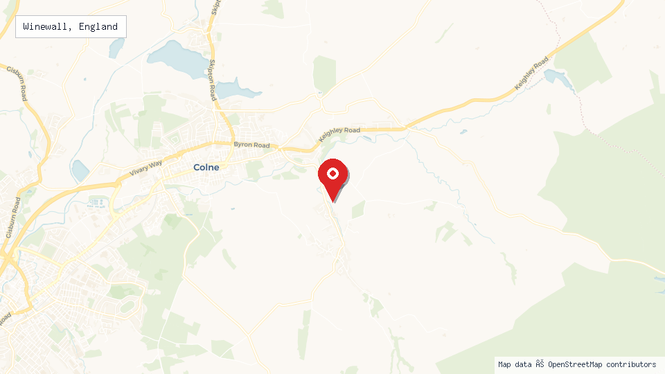 Street map of Winewall, England with location pin