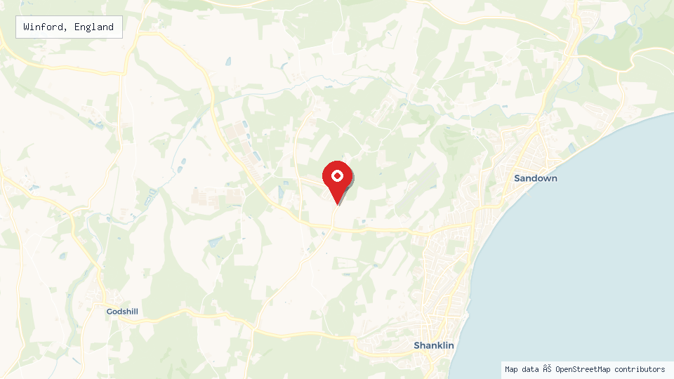 Street map of Winford, England with location pin