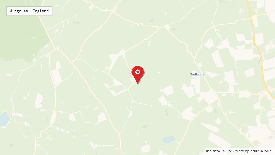 Street map of Wingates, England with location pin