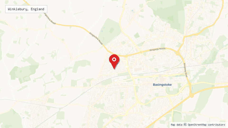 Street map of Winklebury, England with location pin