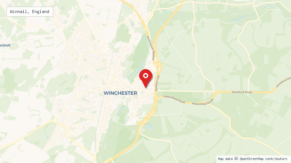Street map of Winnall, England with location pin