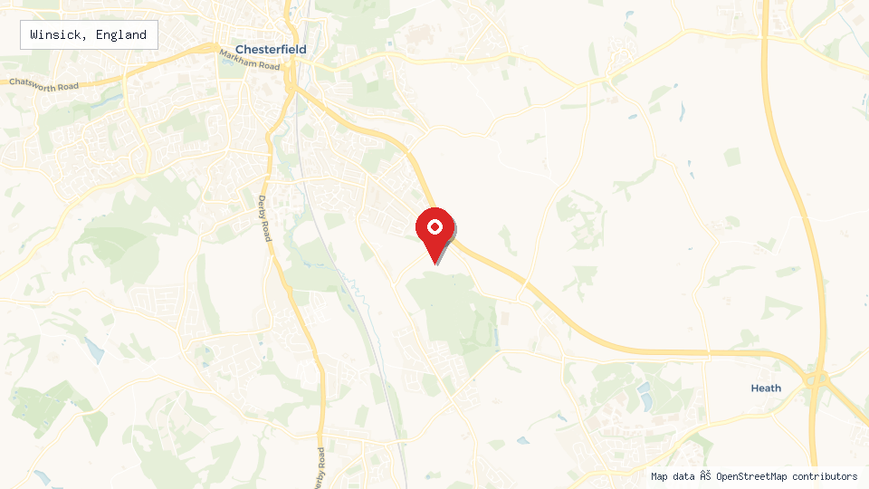 Street map of Winsick, England with location pin
