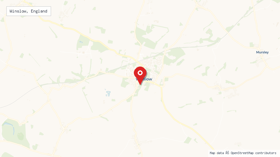 Street map of Winslow, England with location pin